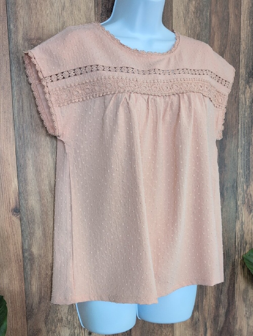 Indie & Co XS Crochet Yoke Dress Top Blouse        Q284